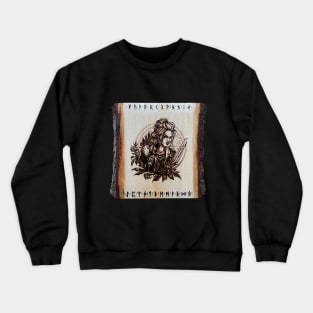 Valkyrie pyrography print! wood texture Crewneck Sweatshirt